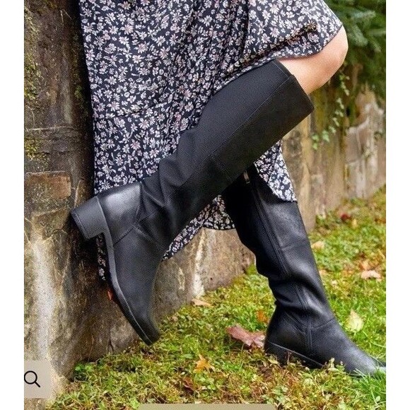 Dansko Celestine Burnished Black Leather Tall Boots Women 40 US 9.5 Stretch NIB - Picture 1 of 8